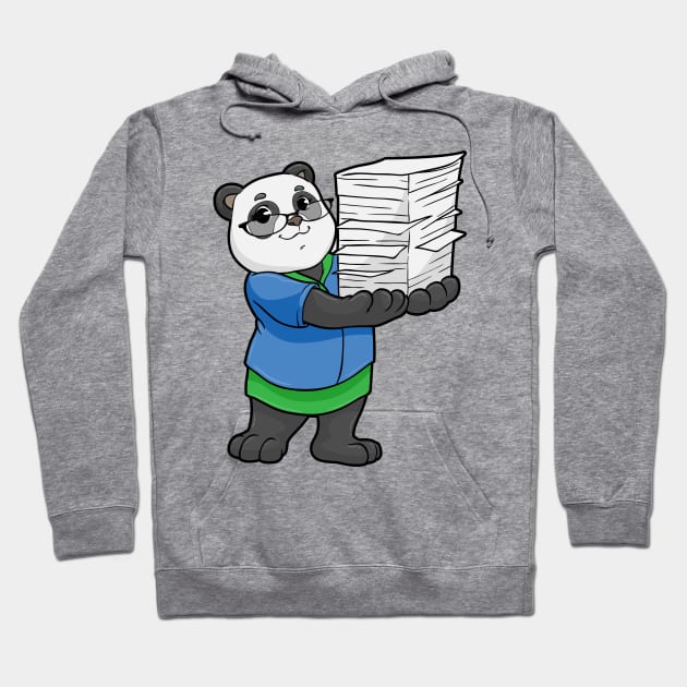 Panda as Secretary with Glasses and Stack of Paper Hoodie by Markus Schnabel